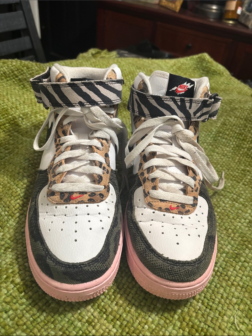 Nike Women's High-Top Sneakers in White, Black, Pink & Leopard